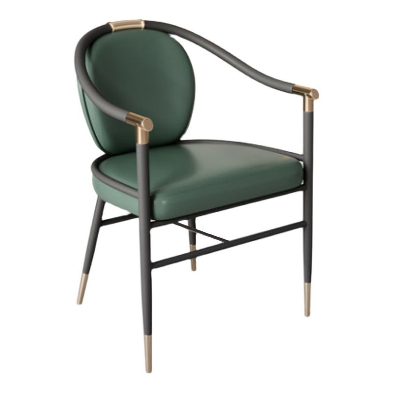 Dining Room Dining Arm Chair Faux Leather Upholstered Chair in Black Legs