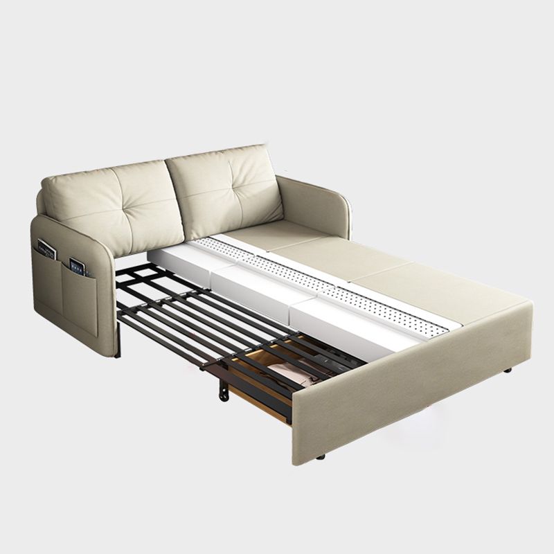 35.4" H Faux Leather Square Arm Tufted Sofa Bed For Living Room