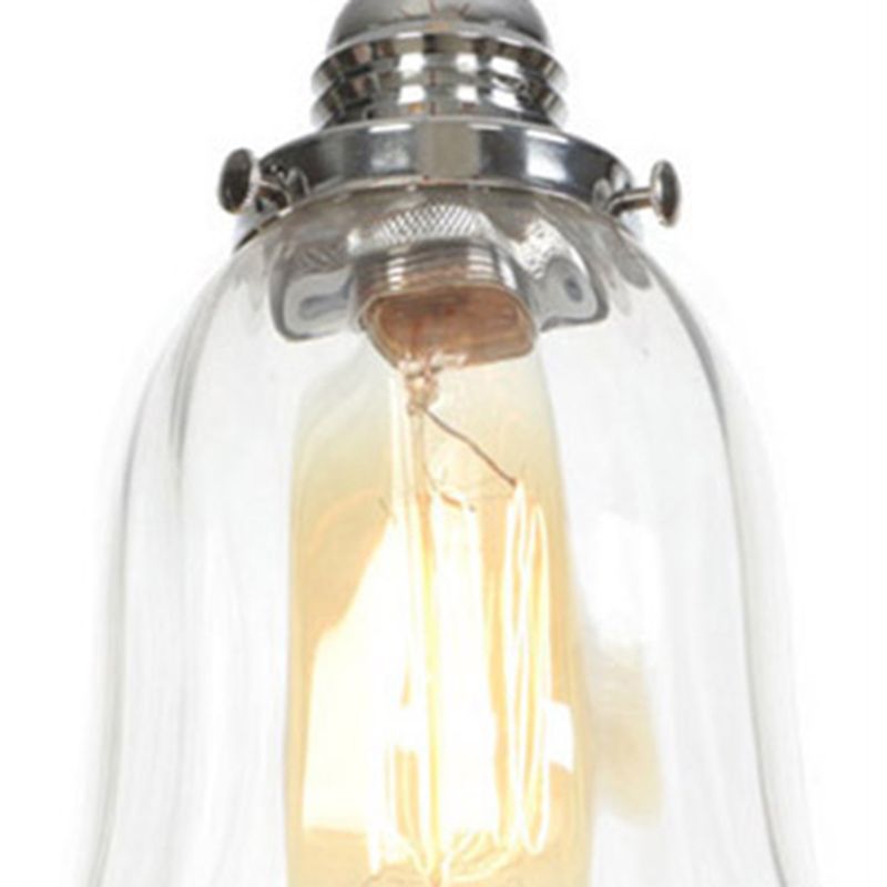 Semplicità in legno bulbo singolo appeso a sospensione di vetro glassa lagola di illuminazione con filo di sospensione regolabile da 39,3 "