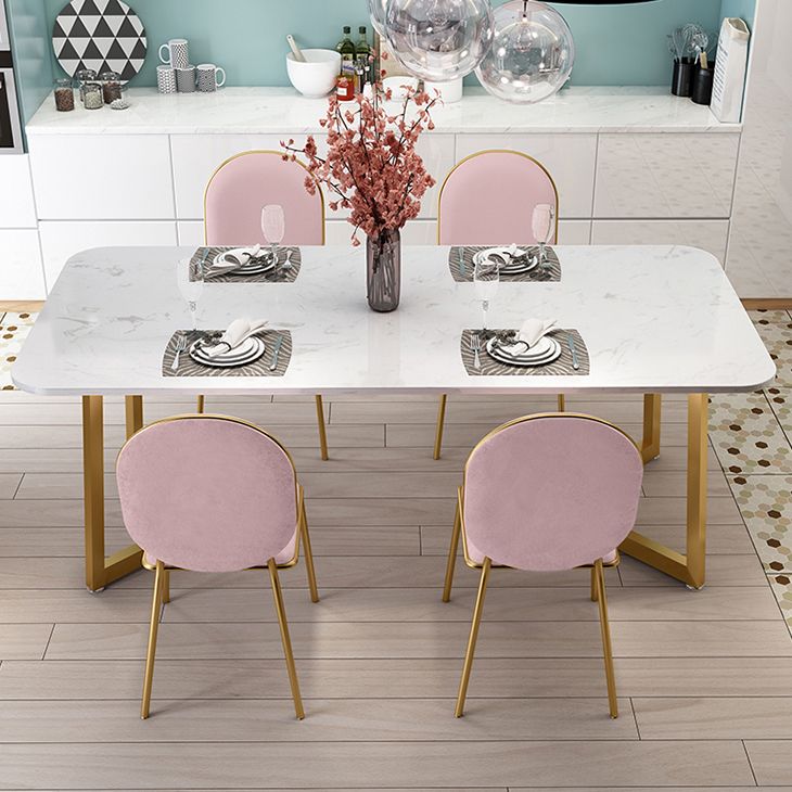 Rectangle Stone Dining Table Traditional Luxury Dinette Table for Home