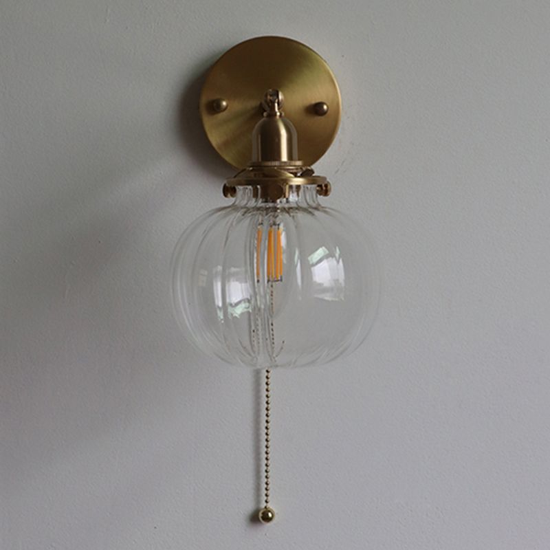 Lampada da parete a parete a sfera in stile industriale 1 illuminazione montata a parete leggera in oro