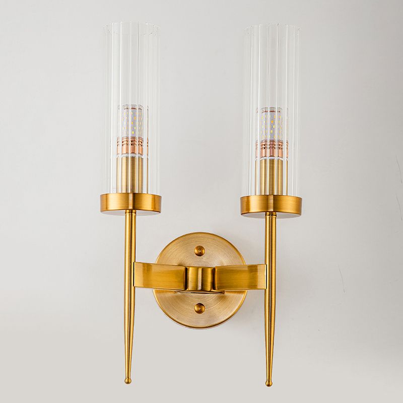 Iron Sconce Light with Clear Crystal Shade Postmodern Wall Lighting Fixtures