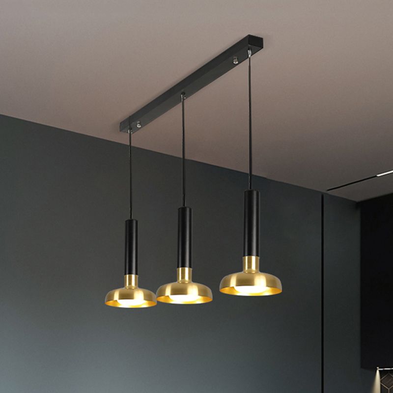 Mid Century Torch Multi-Pendant Metal 3-Light Kitchen Bar Suspension Light in White/Black-Gold