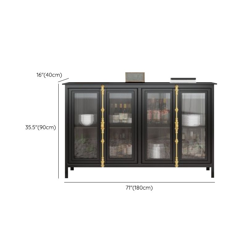 Contemporary Display Stand Metal Glass Doors Curio Cabinet with Doors