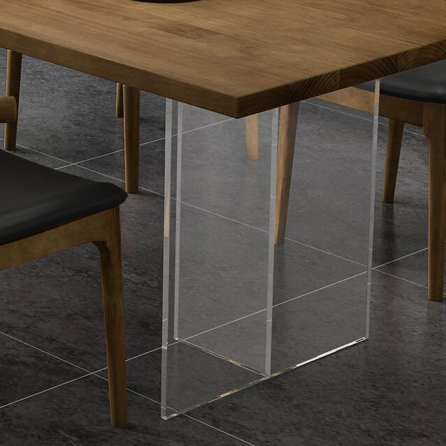 Modern Rectangle Dinette Set 1/4/5 Pieces Brown Pine Wood Dining Table Set