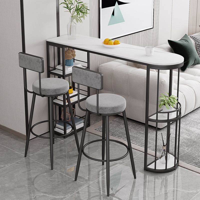Low Back Bar Stools Glam Armless Dining Stools with Metal Base