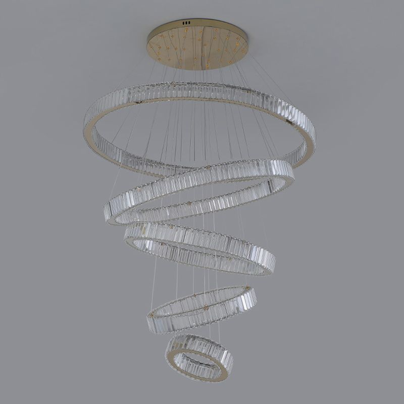 Multi-Tier Modern Style Chandelier Lighting Fixtures Crystal Hanging Chandelier in Gold