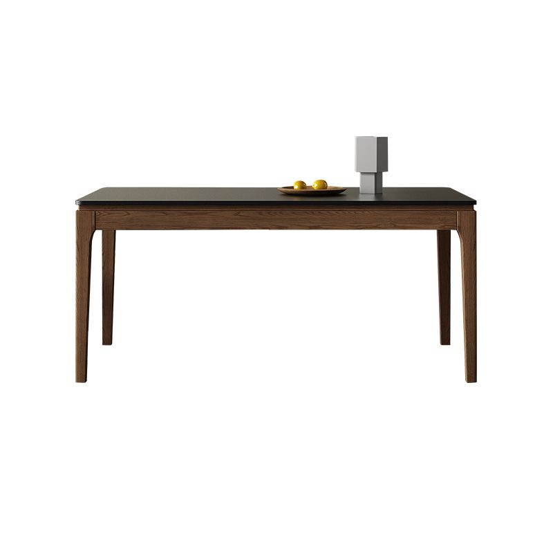 Modern Rectangle Stone Dining Table Wood Legs for Dining Room