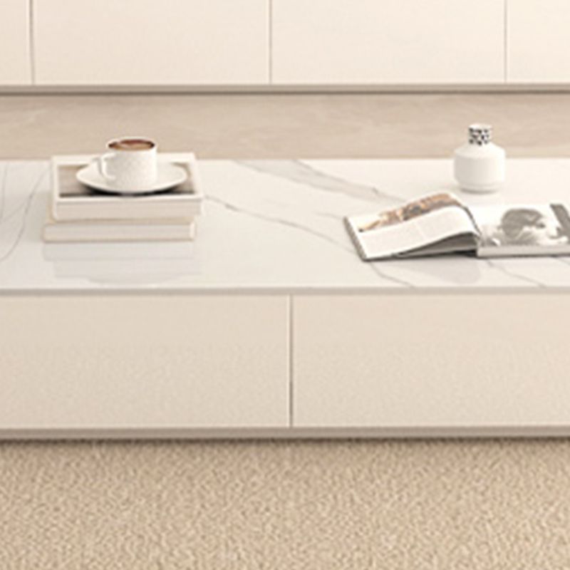 Block Rectangular Coffee Table Modern Single Coffee Table with Drawers