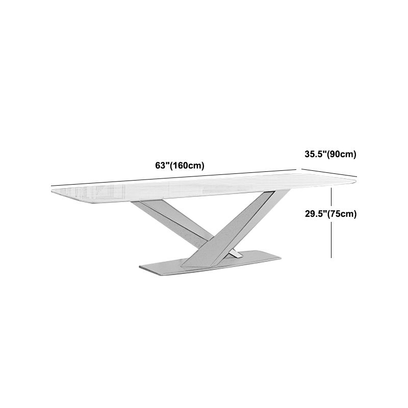 Traditional Luxury Table Metal Base Rectangle Dining Table for Home