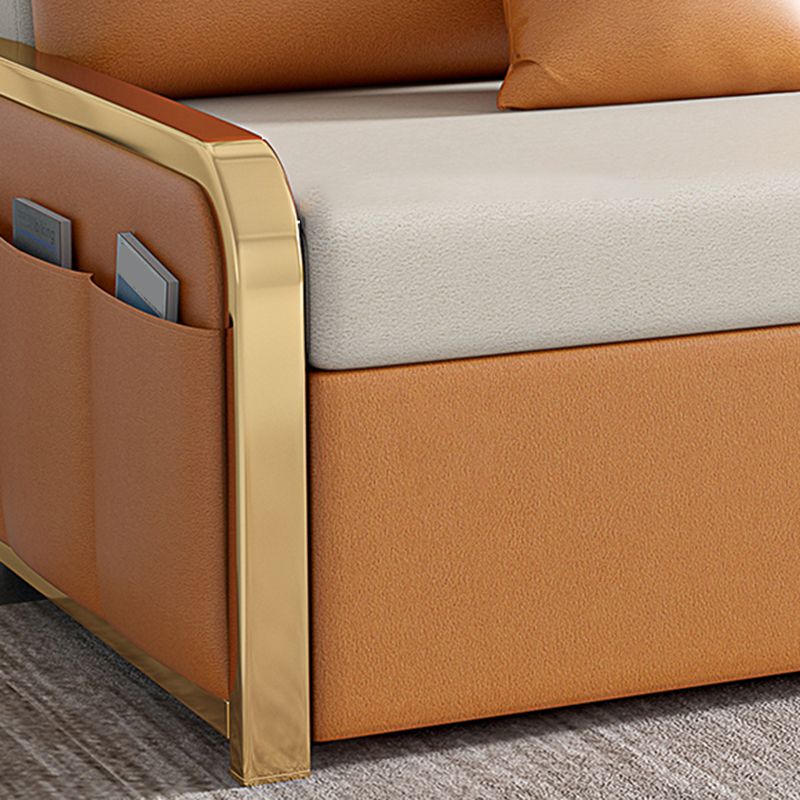 34.6" H Contemporary Faux Leather Armless Sofa Bed for Living Room