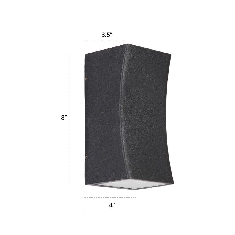 Rectangular LED Wall Lighting Ideas Minimalist Metal Terrace Wall Mount Light in Black