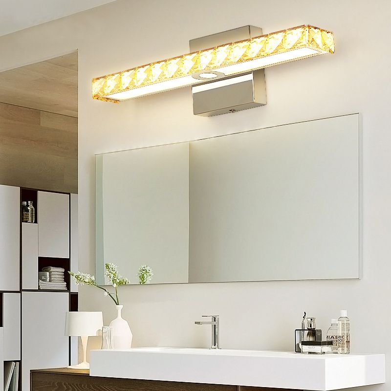 Rectangular LED Vanity Lamp Modern Minimalist Style Crystal Single Vanity Light