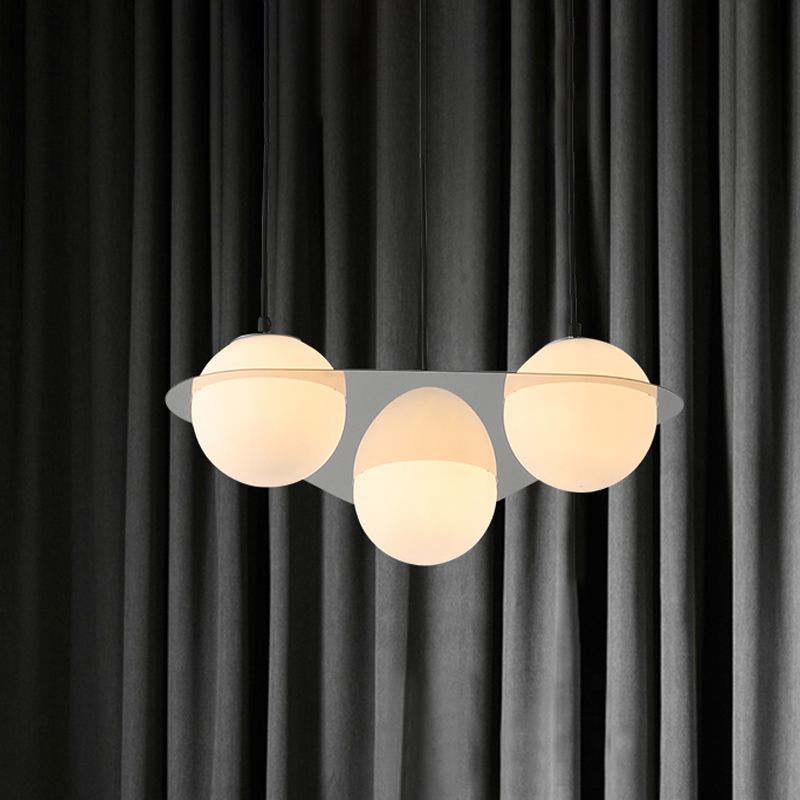 Bol cluster hanglamp modernisme wit glas 3 lichten woonkamer hangend plafondlicht met spiegelbevestiging