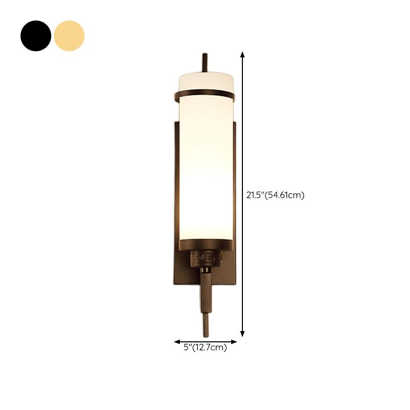 1 Light Cylinder Wall Light Fixture Modern Glass in Gold/White