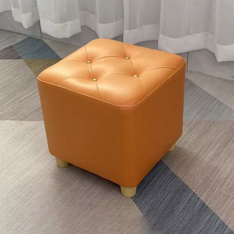 Modern Cotton Pouf Ottoman Plain Square Tufted Water Resistant Chair Pouf