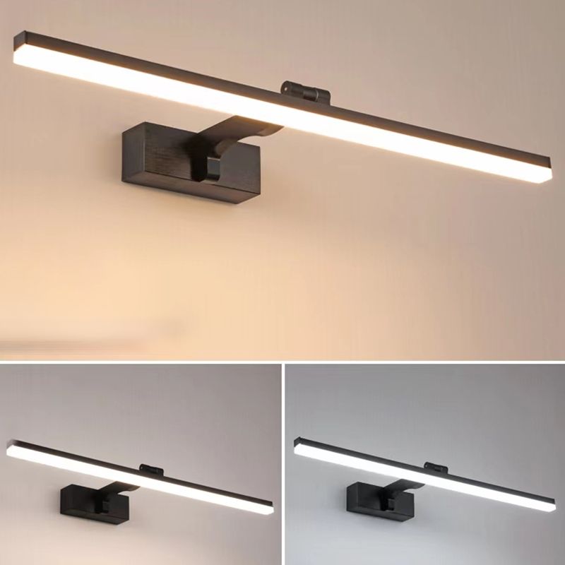 Lineal estilo moderno moderno tocador de tocador 1 luz de espejo LED de luz para baño en negro