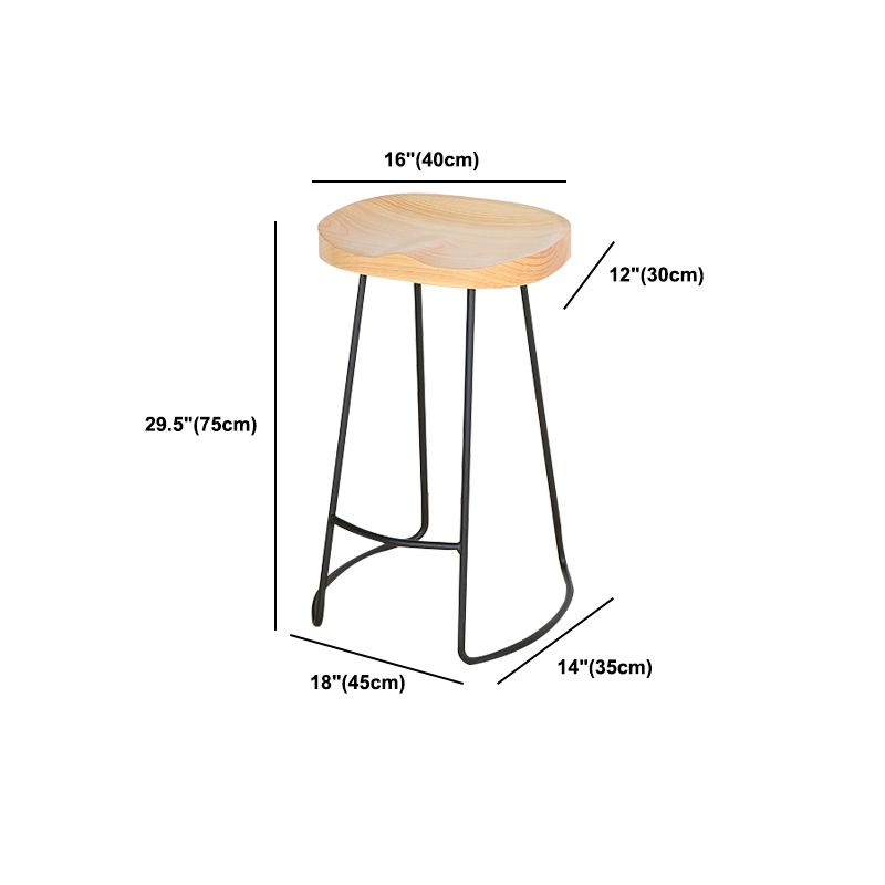 Modern Solid Wood Counter Stool Footrest Saddle Seat Counter Bar Stool in Natural