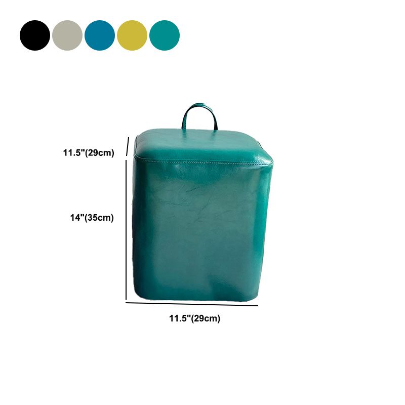 Square Pouf Portable Pure Color Faux Leather Stain Resistant Pouf Ottoman