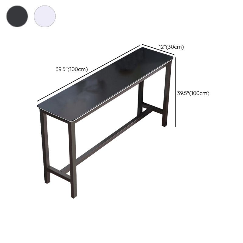 Matte Finish Faux Wood Bar Table Modern Pub Table with Metal Frame