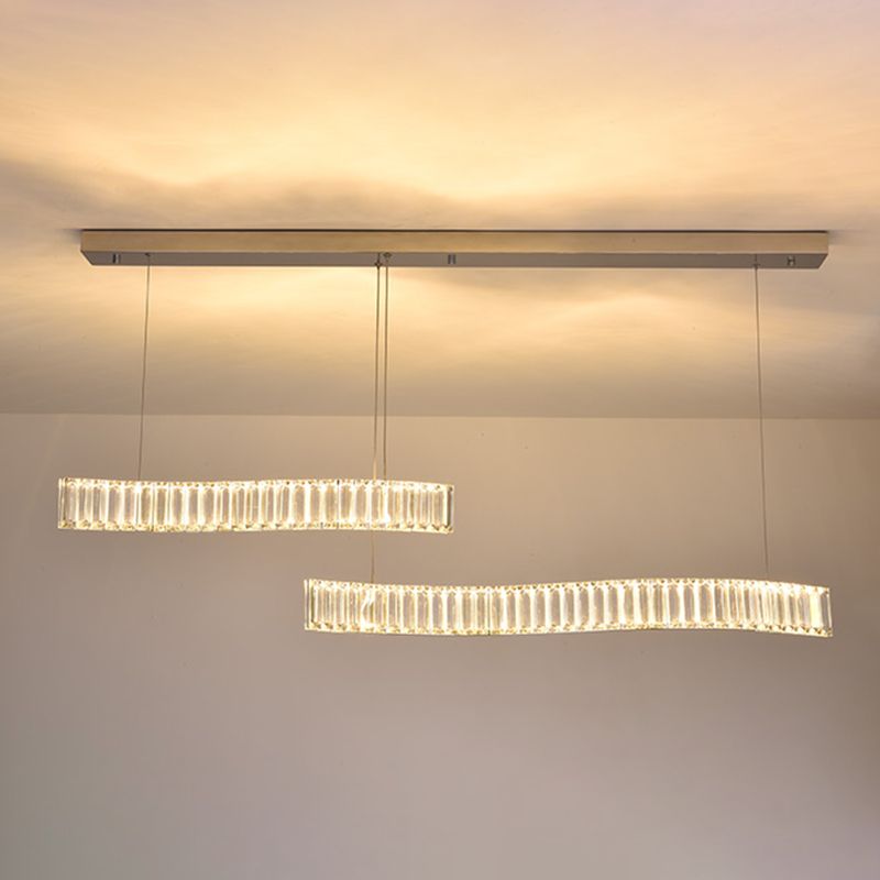 Contemporary Island Light Linear Crystal Island Chandelier Lights for Kitchen