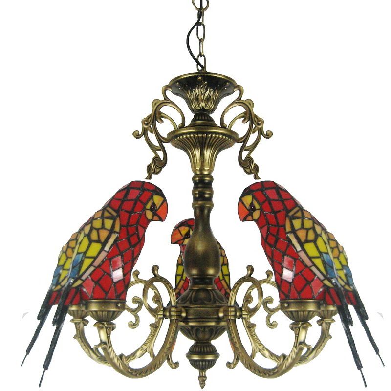 Tiffany Luxury Spoutnik Pendant Light Light Wroyd Fer Indor suspendu lampe avec une teinte en verre colorée