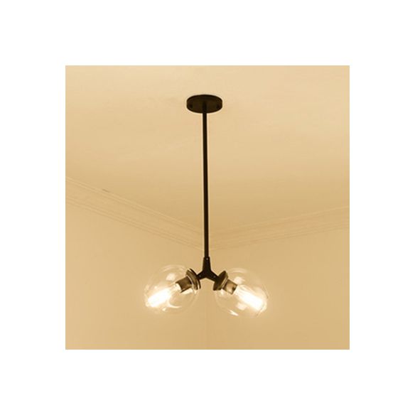 Blase Schatten Kronleuchter Leuchte zeitgenössische klare Glas 2/4 Lichter Schwarz/goldener Deckenleuchte
