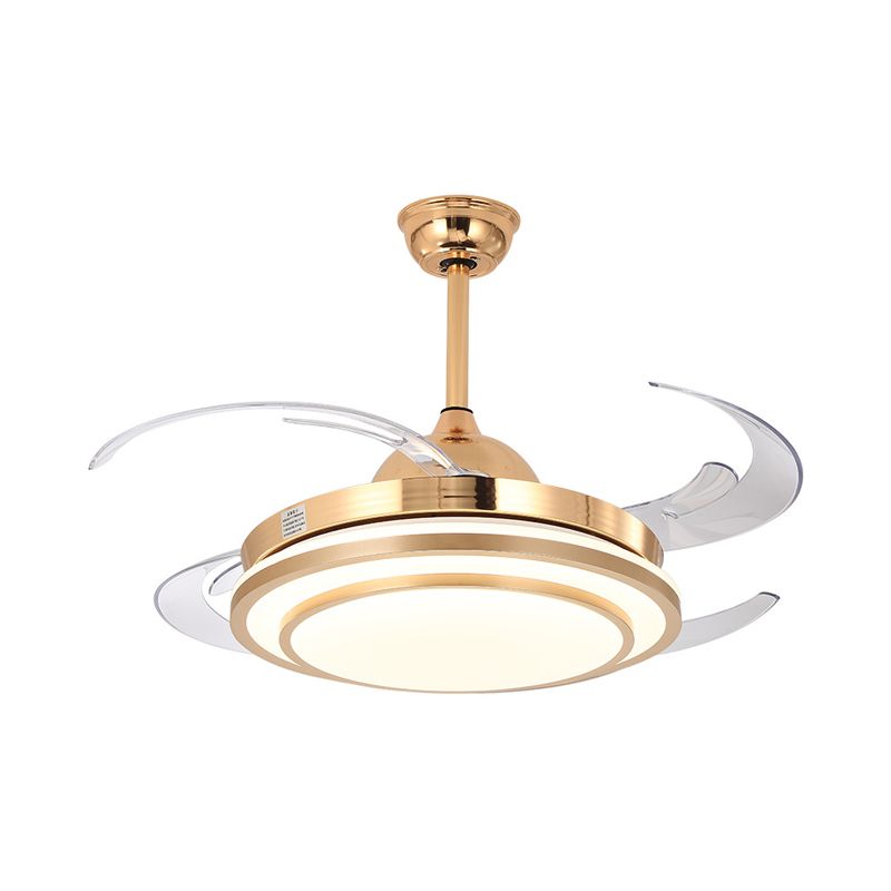 Kreisförmige Acryl -Halbblütenbeleuchtung Moderne 48 "Breites Schlafzimmer Hanging Deckenleuchte in Weiß/Gold, 4 Klingen
