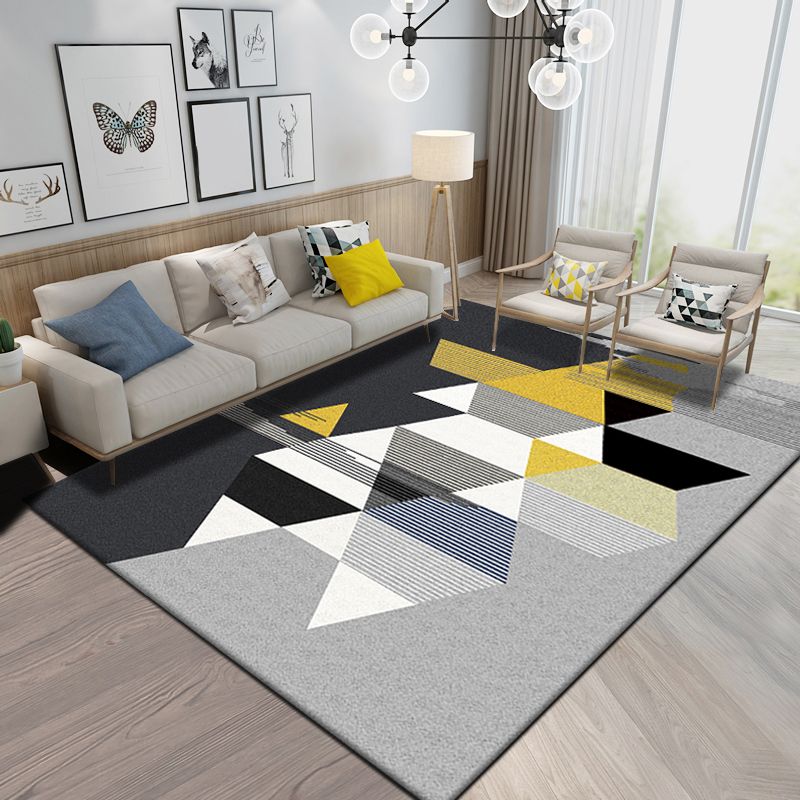 Nordic Home Area Rug Multi-Colored Colorblocking Geometric Rug Synthetics Non-Slip Backing Washable Pet Friendly Rug