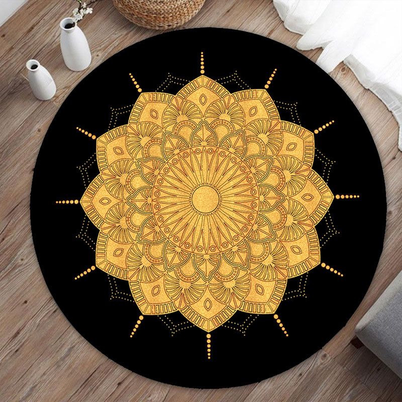 Bohemian Living Room Area Rug Americana Pattern Polyester Area Carpet Anti-Slip Backing Rug