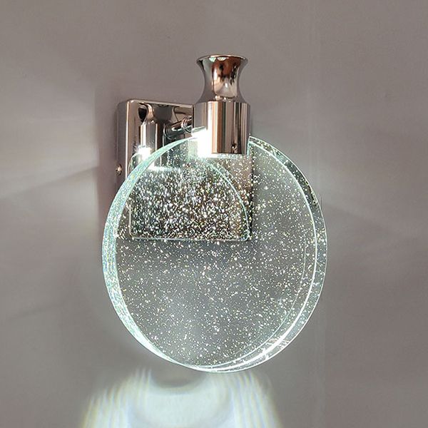 Round Crystal Wall Light Sconces Postmodern Wall Mounted Lighting for Bedroom