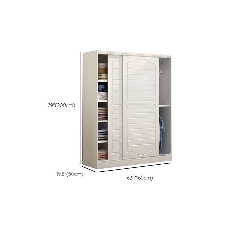 Modern White Wood Frame Wardrobe Freestanding Wardrobe with Soft Close Doors