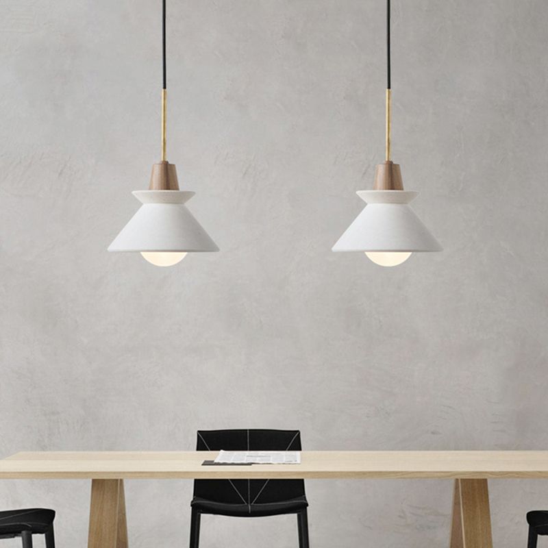 Luz de colgante cónica blanca de lámpara minimalista de cemento colgante de techo de techo