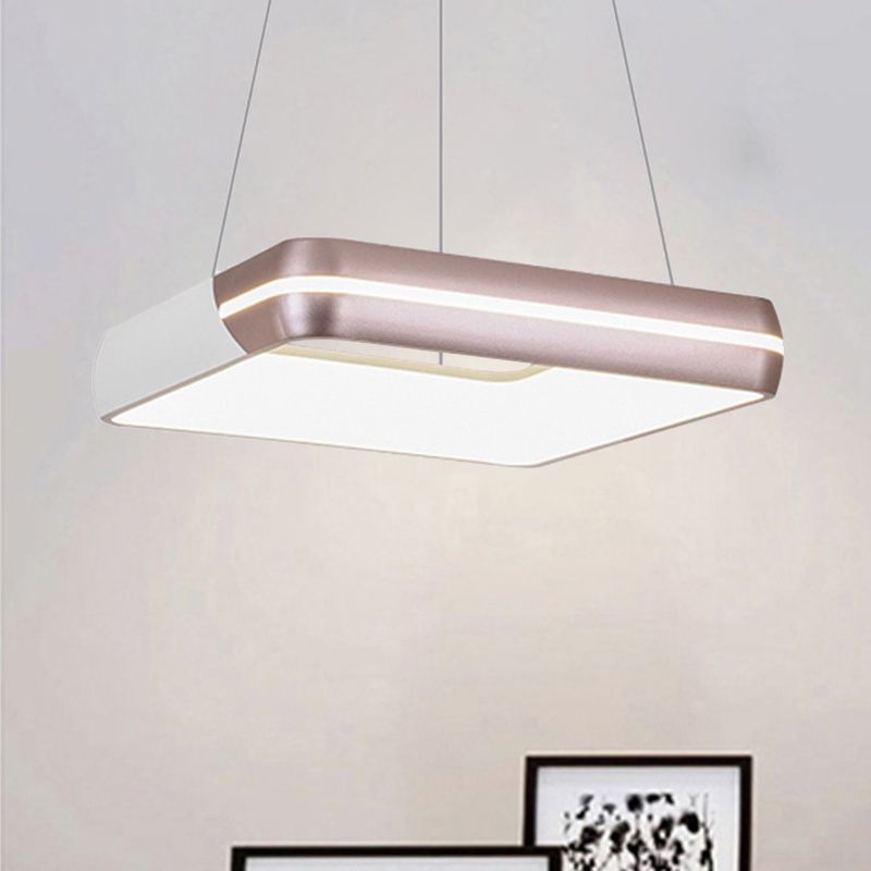 Iluminación colgante cuadrado moderno metal led rosa oro colgante colgante de colgante para comedor para comedor