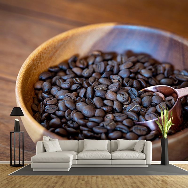 Mural decorativo de granos de café de tamaño completo, estilo contemporáneo para cafetería