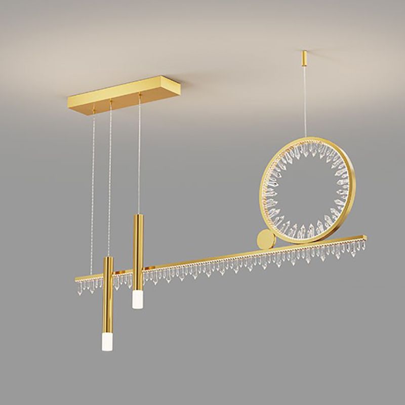 Crystal Linear Island Lamp Simplicity LED Suspension Light for Dining Room