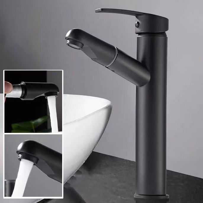 Lever Handle Faucet Contemporary Pull-out Faucet for Bathroom