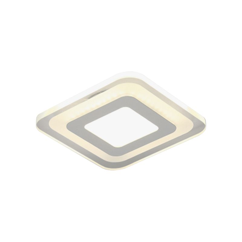Ultrathin Hallway LED Ceiling Lamp Simplicity White Small Flush Mount Light with Floral/Square/Triangle Acrylic Shade