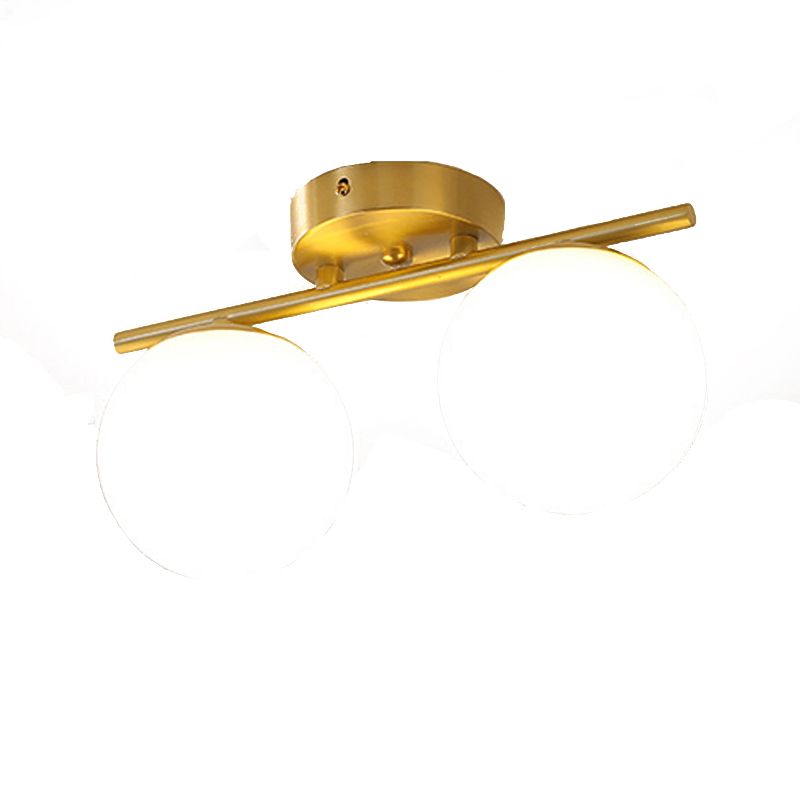 American Metal Flush Mount Ball Shape Ceiling Light with Glass Shade for Living Room