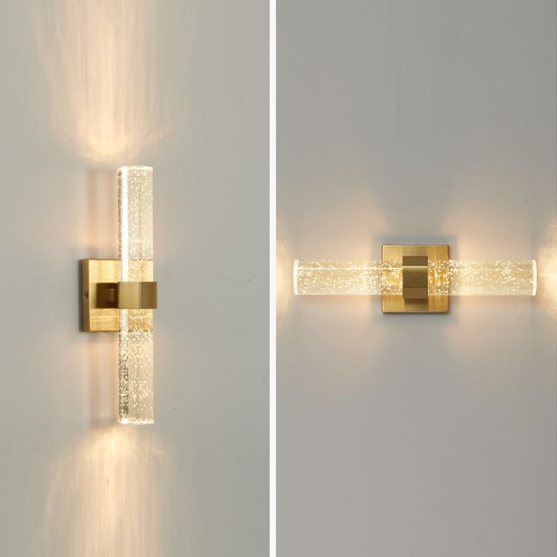Lineare 2 Leichter Wandleuchten moderner Kristallwandmontageleuchte in Gold