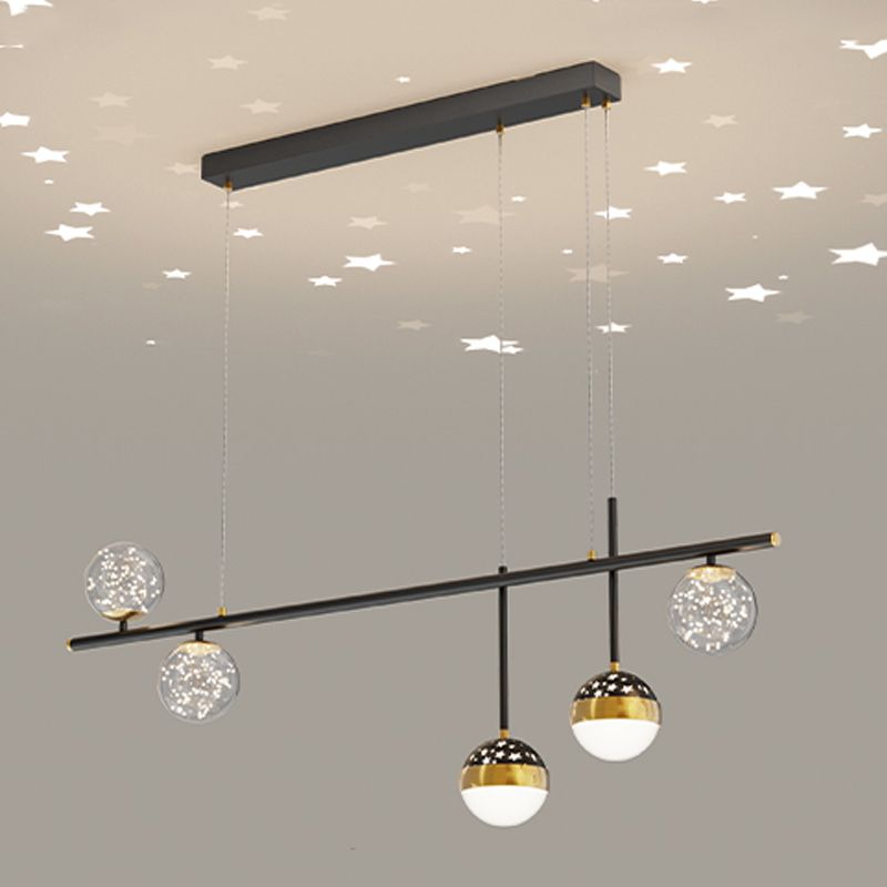 Zeitgenössischer Stil Geometry Island Lighting Metal 5 Light Island Leuchten in Schwarz