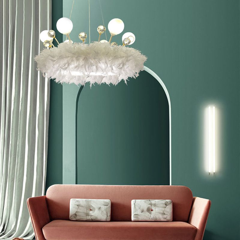 Multi-lights ring plafond hanglampen moderne stijl veer kroonluchter verlichting