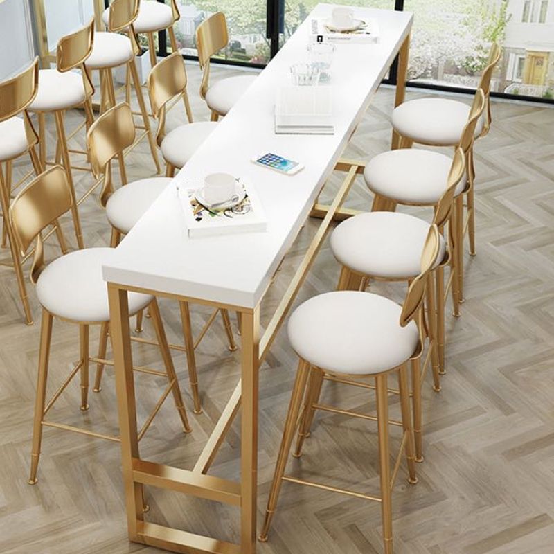 White Bar Table Modern Trestle Base Dining Table for Kitchen