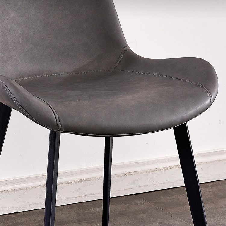 Industrial Style Leather Dining Chairs Solid Back Armless Side Chairs for Home Use