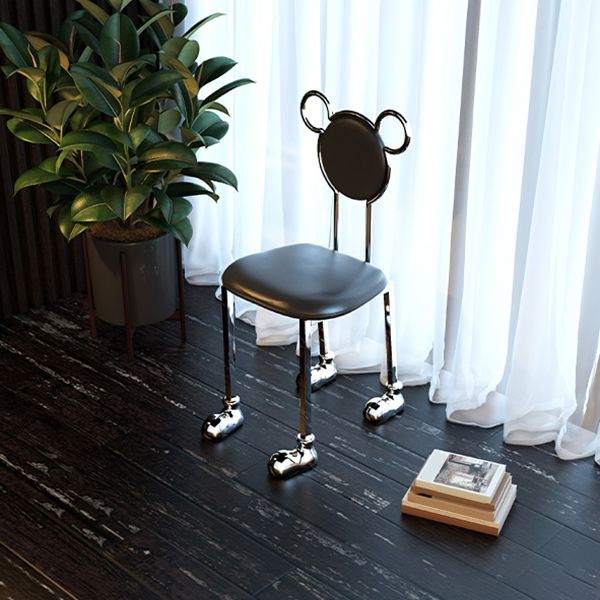 Upholstered Armless Chair Modern Style Dining Chair with Chrome Base