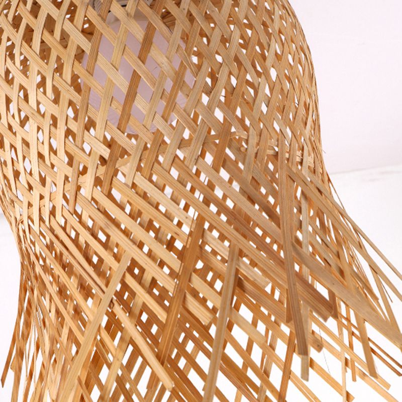 Asian Style Ceiling Lamp Bamboo Flush Mount Lighting for Hallway