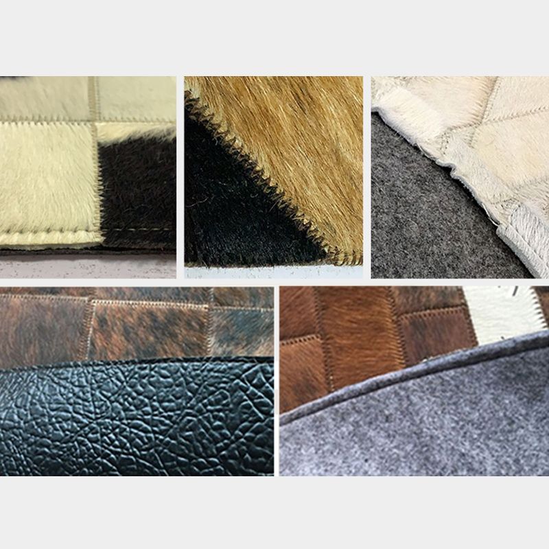 Minimalist Indoor Rug Geometry Pattern Rug Cowhide Stain Resistant Area Rug for Living Room