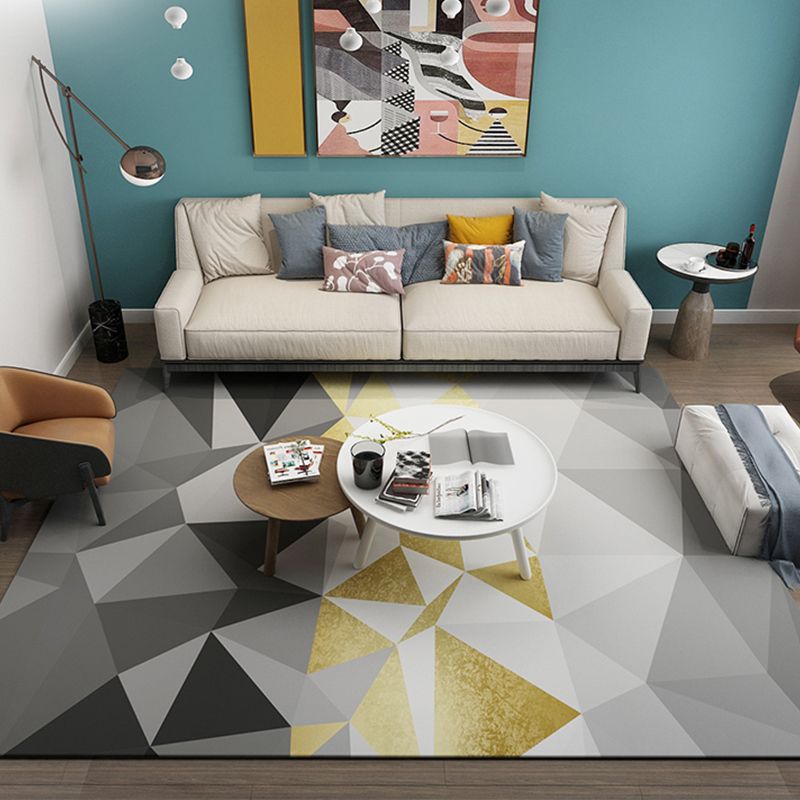 Simple Living Room Rug Multi Color Geometric Pattern Indoor Rug Synthetics Non-Slip Backing Pet Friendly Area Carpet