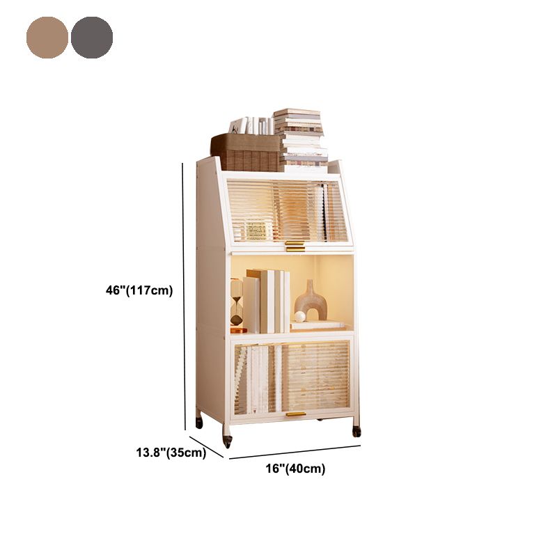 Contemporary Steel Shelf Bookcase with Doors Standard Bookshelf