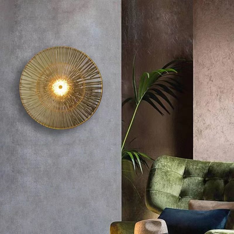 LED Modern Metal Wall Sconce Flower Shape Wall Light with Glass Shade for Bedroom